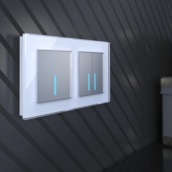 Сенсорный выключатель двухклавишный с подсветкой 1000 Вт серебряный Werkel W4520006