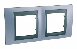Рамка Schneider Electric Unica Top Берилл / Графит 2 поста MGU66.004.298