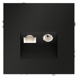 Розетка телевизионная встраиваемая VOLTUM S70 TV+RJ45 кат. 6, (черный матовый)