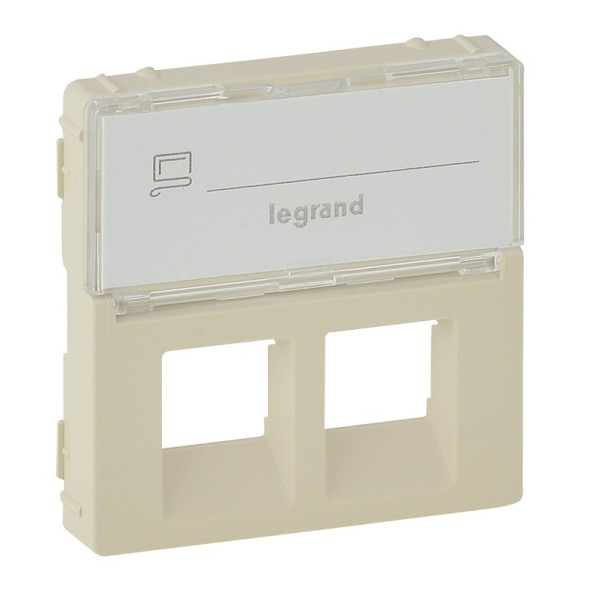 Лицевая панель Legrand Valena Life Слоновая кость для двойных розеток телефонных/информационных с держателем маркировки 755481