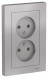 Розетка Schneider Electric Atlasdesign Алюминий двойная без заземления,16А, в сборе ATN000320