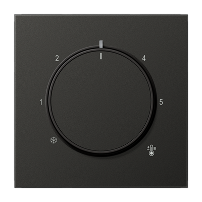 Накладка для механизма терморегулятора LS 990, LS-design, поворотный, датчик t° воздуха (встроенный), датчик t° пола (внешний), без таймера, антрацит Jung LS серия AL1749AN