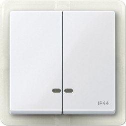 Две клавиши Merten M-серия активный белый с окошком для световой индикатор IP 44 MTN3424-0325