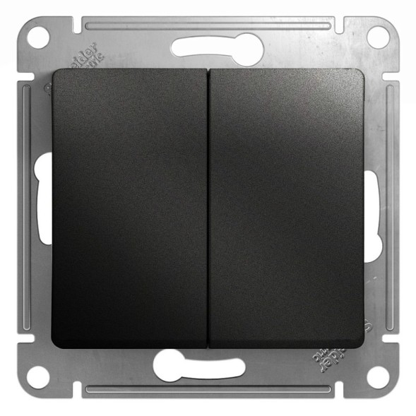 2-клавишный Выключатель, сх.5, 10АХ, механизм Schneider Electric Glossa Антрацит GSL000751