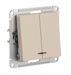 ATN001253 Atlasdesign 2-клавишный ВЫКЛЮЧАТЕЛЬ с подсветкой, сх.5а, 10АХ, мех., Песочный Schneider Electric