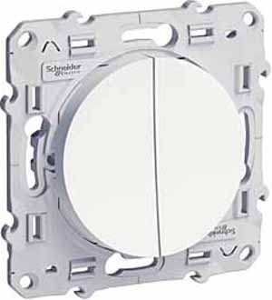 Двухклавишный Выключатель Schneider Electric Odace белый 10А S52R211