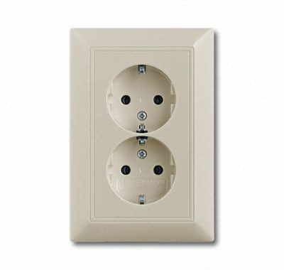 Розетка ABB Basic 55 шампань SCHUKO 16А 250В двойная 2CKA002014A1476 20-02 EUJ-93-5