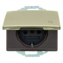 Штепсельная розетка Berker Arsys светло-бронзовый металл SCHUKO с откидной крышкой 47570001