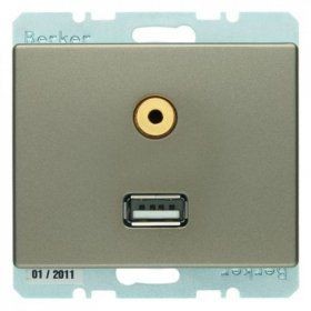 Розетка USB/3.5mm AUDIO AS Berker Arsys светлая бронза 3315399011