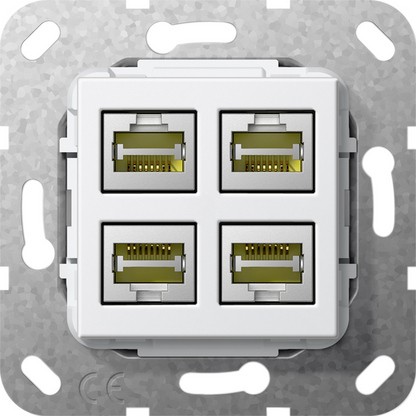 Разъем MJ RJ45 Cat Gira Белый глянец 6A 10 GB 4 местн. LSA Plus 569903