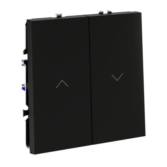 Выключатель встраиваемый VOLTUM S70 для жалюзи 10А, (черный матовый)