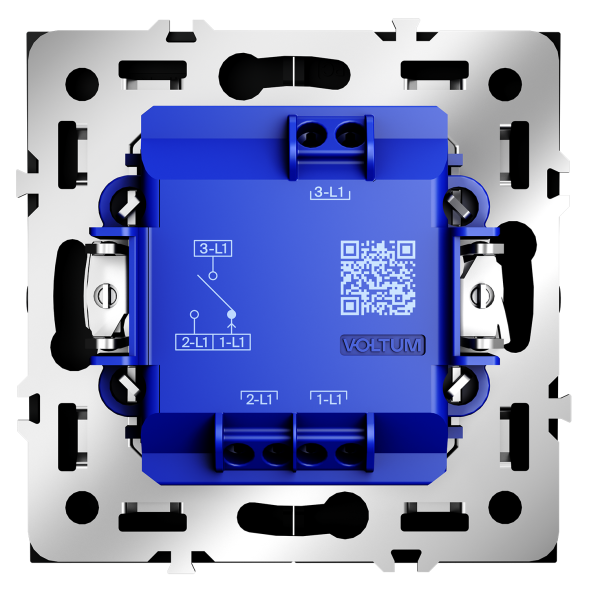 Выключатель встраиваемый VOLTUM S70 для жалюзи 10А, (черный матовый)