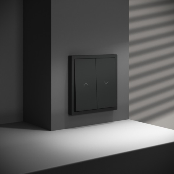 Выключатель встраиваемый VOLTUM S70 для жалюзи 10А, (черный матовый)