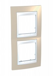 Рамка Schneider Electric Unica Хамелеон песчаный / Белый 2 поста вертикальная MGU6.004V.867
