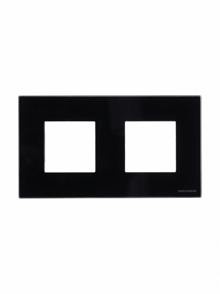 Рамка ABB Zenit Черное стекло 2 поста 2CLA227200N3101 N2272 CN