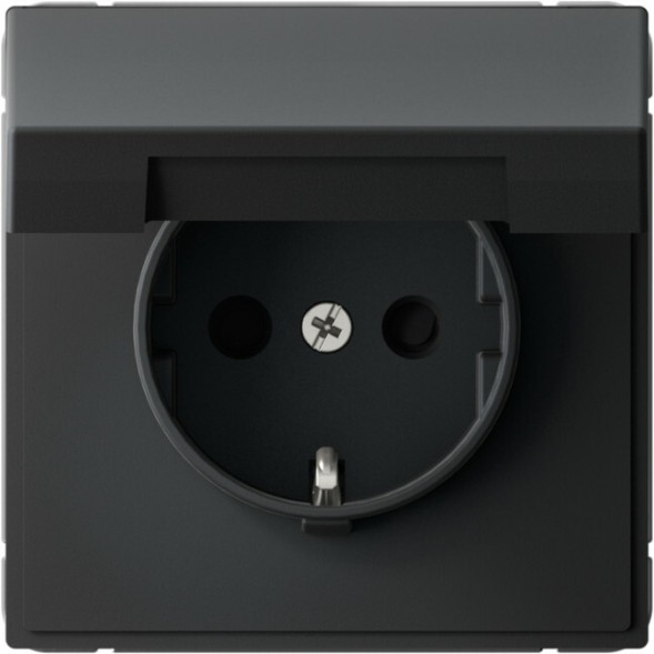 Розетка электрическая со шторками с откидной крышкой (Карбон) Schneider Electric Systeme Art Gallery GAL001046