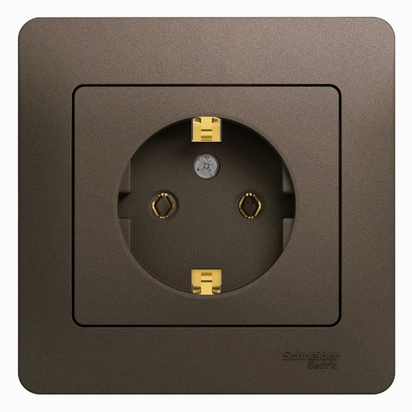 Розетка с заземлением, 16А, в сборе Schneider Electric Glossa Шоколад GSL000842