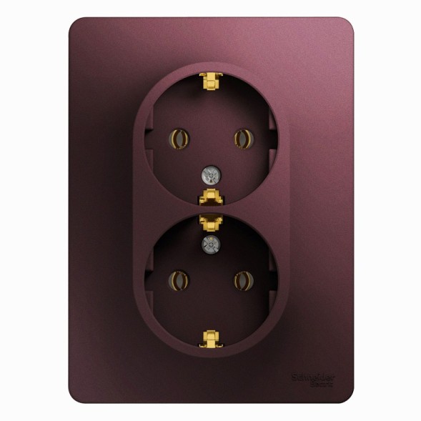 Розетка двойная с заземлением,16А, 250В, в сборе Schneider Electric Glossa Баклажановый GSL001124