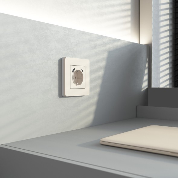 Рамка из поликарбоната на 1 пост Split айвори/белый, soft-touch Werkel W0013066