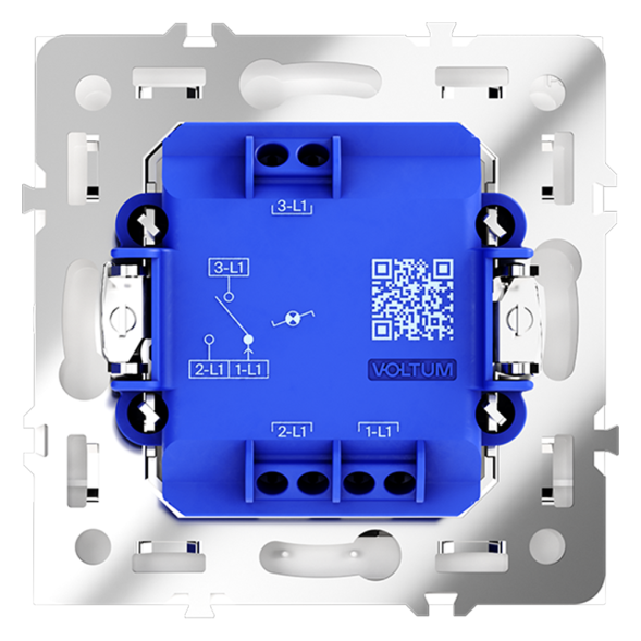 Проходной переключатель встраиваемый VOLTUM S70 одноклавишный с подсветкой 10А, (белый глянцевый)