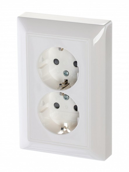 Розетка ABB Basic 55 альпийский белый SCHUKO 16А 250В двойная с защитными шторками 2CKA002021A0378 20-02 EUJKS-94-507