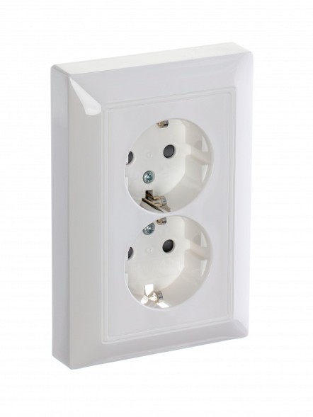 Розетка ABB Basic 55 альпийский белый SCHUKO 16А 250В двойная с защитными шторками 2CKA002021A0378 20-02 EUJKS-94-507