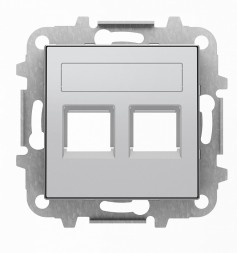 Накладка ABB Sky для 2-го суппорта/разъёма типа 2017 или 2018 шторками и полем серебряный 2CLA851820A1301 8518.2 PL