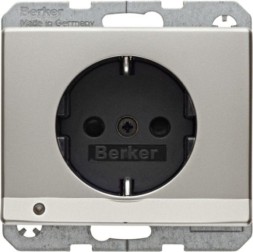 Розетка Berker Arsys стальной лак SCHUKO с подсветкой для ориентирования 41099004