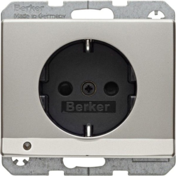 Розетка Berker Arsys стальной лак SCHUKO с подсветкой для ориентирования 41099004