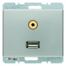 Розетка USB/3.5mm AUDIO AS Berker Arsys лакированный алюминий 3315399004