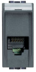 Розетка телефонная RJ12 Bticino LivingLight Air Антрацит безинструментальная размер 1 модуль L4264/12