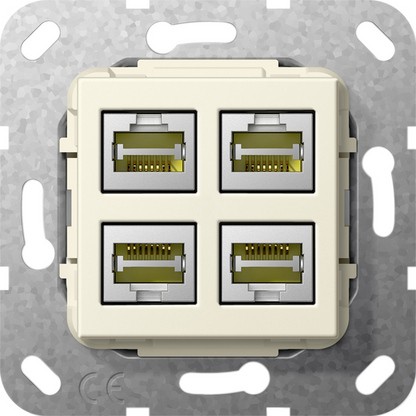 Разъем MJ RJ45 Gira Кремовый Cat 6A 10 GB 4 местн. LSA Plus 569901
