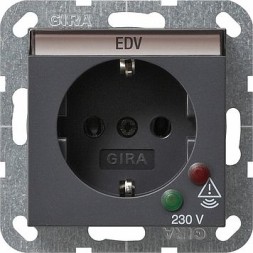 Розетка Gira Антрацит с защитой от перенапряжения 045128