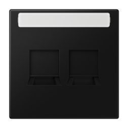 Крышка Jung LS серия матовый чёрный графит с полем для надписи для модульных гнёзд UMA-CAT6A LS1969-2NAWESWM