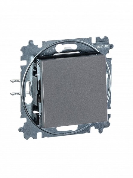 Выключатель ABB Levit сталь / дымчатый чёрный кнопочный одноклавишный 2CHH599145A6069 3559H-A91445 69W