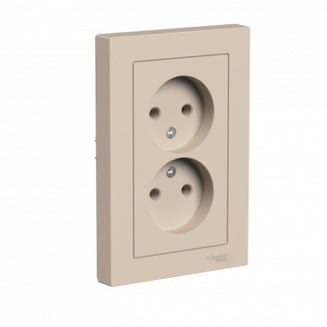 ATN001220 Atlasdesign РОЗЕТКА двойная без заземления,16А, в сборе, Песочный Schneider Electric