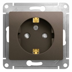 Розетка с заземлением со шторками, 16А, механизм Schneider Electric Glossa Шоколад GSL000845