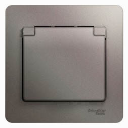 Розетка с зазем. со шторками с крышкой,IP20,16А, 250В, в сборе Schneider Electric Glossa Платина GSL001246