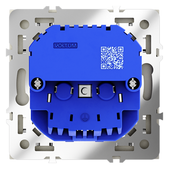 Розетка встраиваемая VOLTUM S70 с заземлением и защитными шторками, 16А, с USB, A+A, (сталь)