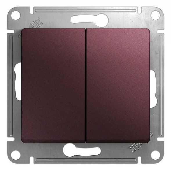 2-клавишный Выключатель,сх.5,10AX, механизм Schneider Electric Glossa Баклажановый GSL001151