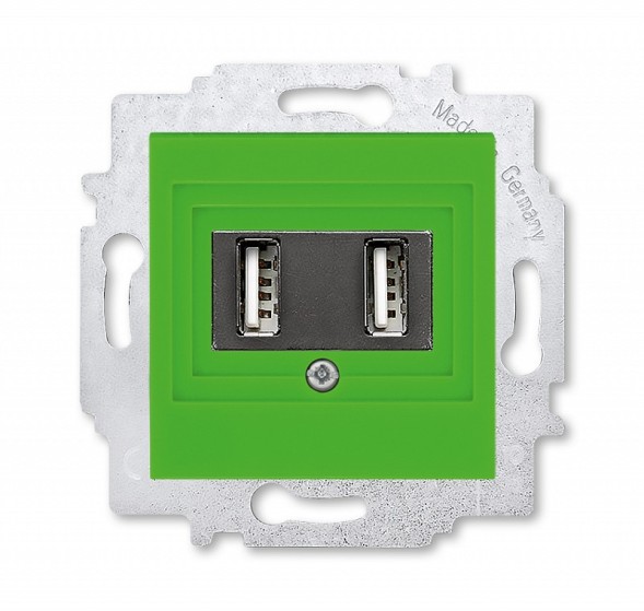 USB зарядка ABB Levit зелёный двойная 2CHH290040A6067 5014H-A00040 67W