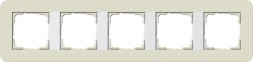 Рамка Gira E3 Песочный / Белый с белой подложкой 5 постов 0215417