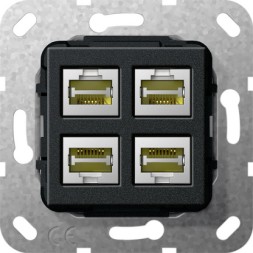 Разъем MJ RJ45 Cat Gira Черный 6A 10 GB 4 местн. 569810