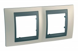 Рамка Schneider Electric Unica Top Опал / Графит 2 поста MGU66.004.295