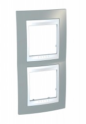 Рамка Schneider Electric Unica Хамелеон серый / Белый 2 поста вертикальная MGU6.004V.865