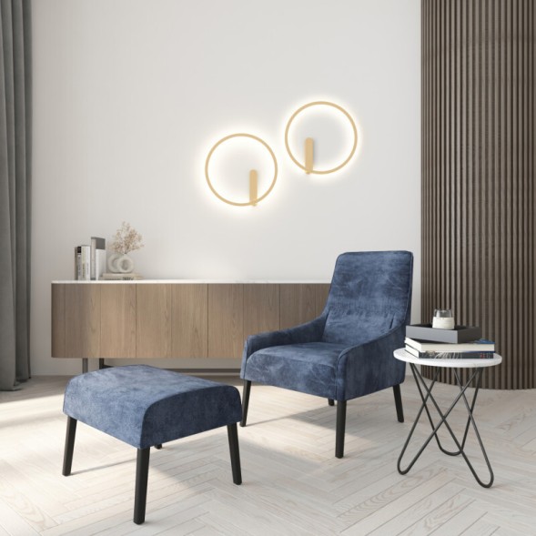 DK5035-SG Бра ROUND со светодиодом, IP20, 24W, 3000/4000/6500K, матовое золото, алюминий