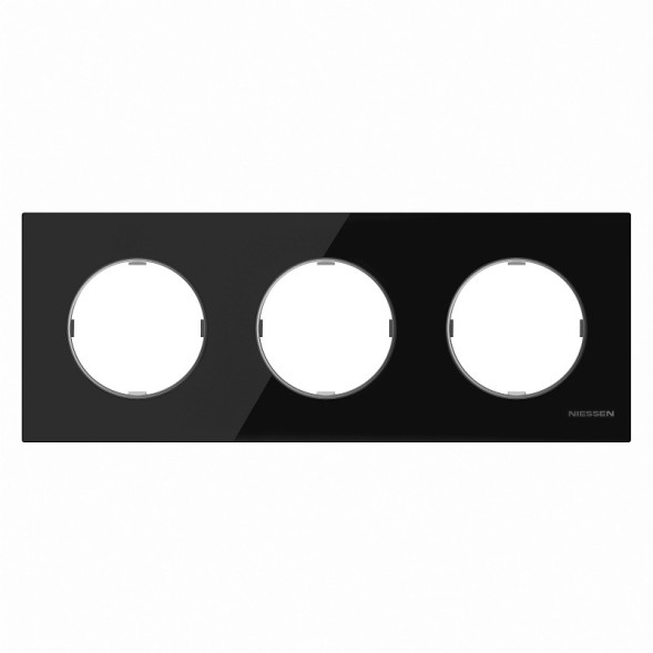 Рамка ABB Skymoon Черное стекло 3 поста 2CLA867300A3101 8673 CN