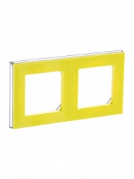 Рамка ABB Levit Жёлтый / Дымчатый чёрный 2 поста 2CHH015020A6064 3901H-A05020 64W