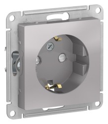 РОЗЕТКА с заземлением со шторками, 16А, механизм, быстрозажим. клем., АЛЮМИНИЙ Schneider Electric Art Gallery GAL000345S