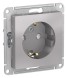 РОЗЕТКА с заземлением со шторками, 16А, механизм, быстрозажим. клем., АЛЮМИНИЙ Schneider Electric Art Gallery GAL000345S